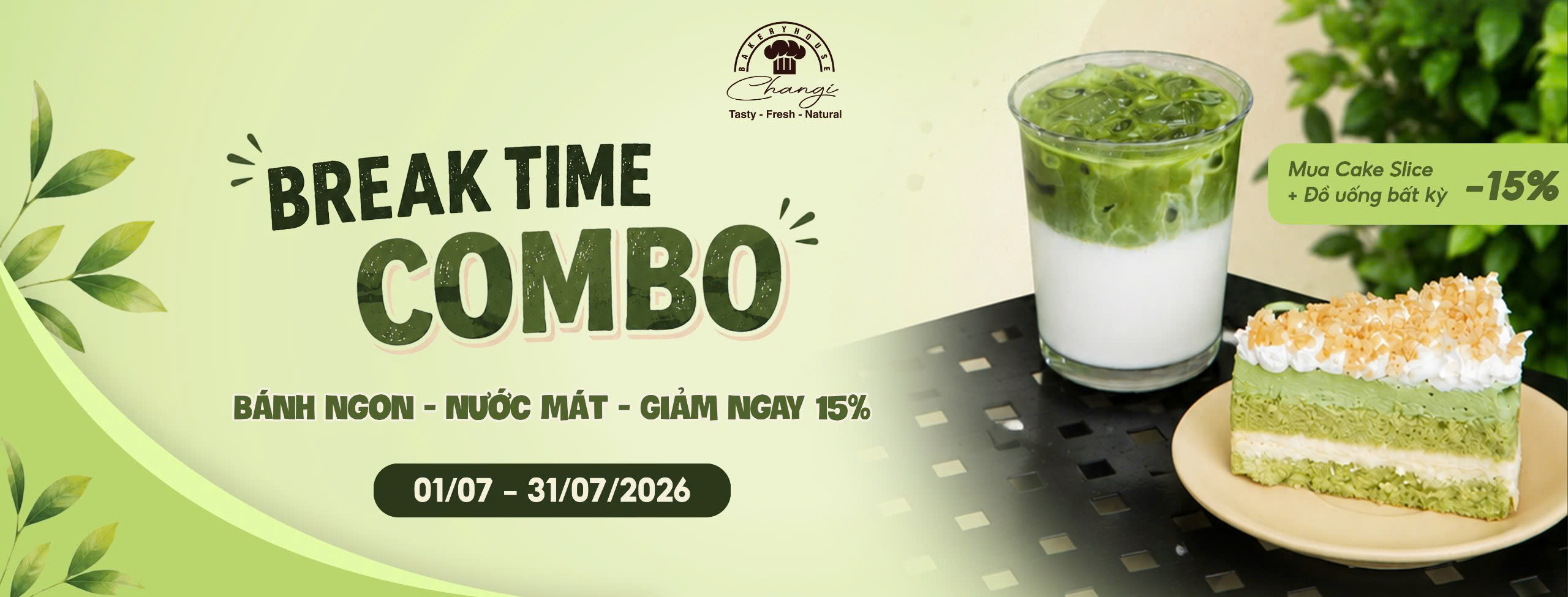 BREAK TIME COMBO – MUA CAKE SLICE VÀ ĐỒ UỐNG GIẢM NGAY 15% TẠI CHANGI BAKERY